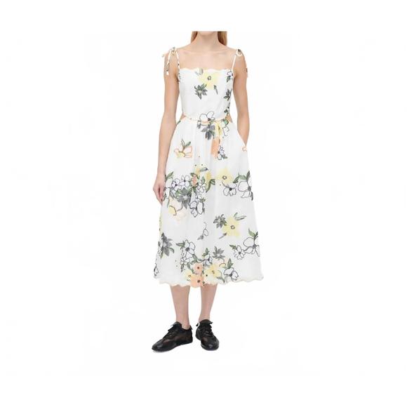 NEW STINE GOYA scalloped cut out dress in wild flowers embriodery - Picture 1 of 4